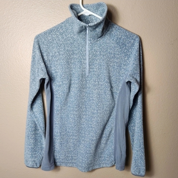 Columbia Arctic Air Slate Blue Chevron Printed Fleece 1/2 Zip Pullover-Size S - Picture 1 of 6